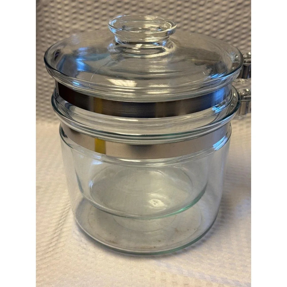 Vintage‎ PYREX 6283 Flameware Inner Pot  Glass Double Boiler W/ Lid 1.5 Quart